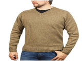 100% Shetland Ragg Wool V Neck Knit Jumper Pullover Mens Sweater Knitted - Nutmeg - XXL V563-SW-VN-NUTMEG23-XXL