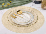 Set of 6 round placemats - Gold Placemats - 38x38cm - coasters - Openwork - Heat resistant V1188-MS101-02701-1