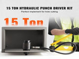 15 Ton Hydraulic Knockout Punch Kit, 1/2" to 4" Conduit Hole Cutter Set, KO Tool Kits with Puncher V952-SD15T240CR2MM8SYBV0