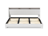 Artiss Bed Frame Gas Lift LED Beds Base Platform White PVC Leather Storage Headboard - King BFRAME-G-SUNSET-K-WH-ABC