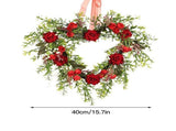 Valentine's Day Wreath Decoration Artificial Rose Ribbon Wreath Heart Shaped Simulated Spring V1294-YM0718-211103LS04-2