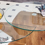 'MINORI' Double Layer Clear Tempered Glass Dark Wood Grain Coffee Table V656-WF-09