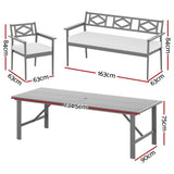 Gardeon Outdoor Dining Set 5 Piece Wooden Table Chairs Setting Grey ODF-V-DINING-GR-ABC