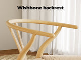 1 Set of 4 Artiss Dining Chairs Wooden Rattan Seat Wishbone Back MO-DIN-B-01-RAT-WDX4