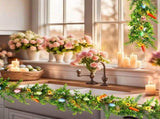 Easter Garland, 6.5Ft Artificial Easter Garland, for Mantle with Eggs Carrots, Artificial Floral V1192-AZ-W-29499