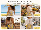 Handmade Crochet Flower Tote, 3D Floral Boho Purse, Lightweight Shape-Retaining Crossbody Shoulder V1366-AZ2-W-11641