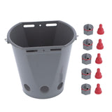 8L Feeder Bucket Farm Livestock FoodGrade Plastic Feeding Barrel with 5 Nipples Gray V1294-YM0901-3111210205512