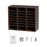 VEVOR Wood Literature Organizer Adjustable File Sorter 24 Compartments Brown V952-MZWJZLFPJBH24D1RVV0