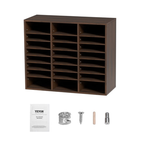 VEVOR Wood Literature Organizer Adjustable File Sorter 24 Compartments Brown V952-MZWJZLFPJBH24D1RVV0
