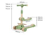 BoPeep Foldable Kids Scooter Flip-able Seat Green KD1137-GN