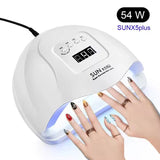 UV LED Nail Lamp 54W with 10s 30s 60s 99s Timer, White V1237-ZY-506-0036
