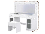 Artiss Dressing Table Vanity Desk Set LED Bulbs RGB Light White FURNI-L-DRESS11-WH-AB