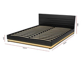 Artiss Bed Frame Queen Size LED Gas Lift Black LUMI BFRAME-E-LUMI-Q-BK-ABC