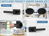 3 Pack Matte Black Door Handles, Keyless Interior Door Knobs, Privacy Door Lever Locksets for V1192-AZ-W-22771