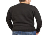 100% SHETLAND RAGG WOOL CREW Round Neck Knit JUMPER Pullover Mens Sweater Knitted - Plain Black - S V563-SW-CN-FBK-99B-S