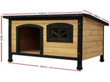 i.Pet Dog Kennel Extra Large Wooden Outdoor Indoor Puppy Pet House Cabin Crate Weatherproof PET-GT-DH5-L-BK