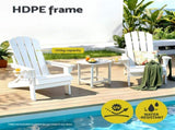 Gardeon Outdoor Chairs Folding Adirondack Beach Chair HDPE Sun Lounge Patio Furniture Garden White FF-BEACH-HEFD-WH