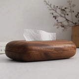 Tissue Box Cover With Walnut Wood Lid, Magnetic Easy Refill, Durable Plastic Base, For Bathroom V1237-ZY-807-105