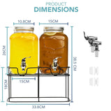 CARLA HOME 2 Pack Glass Drink Dispensers with Juice Pot Stand - 4L V178-36510