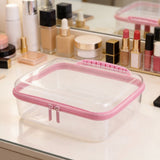 Large Capacity Transparent Hard Shell Toiletry Bag with Zipper, Crush Resistant Travel Organizer V1369-AZ3-W-14223