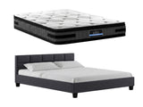 Giselle Mattress & Artiss Queen Bed Frame Bundle, 36cm Double Sided Euro Top Mattress MABF-HOTEL-TINO-Q