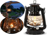 24 cm Black Metal Kerosene Oil Lantern with Adjustable Flame, Retro Windproof Camping Light V1188-MS-731-155