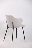 Set of 4 Dining Chairs Fabric with Metal Legs in Ivory Beige V563-68409_2X