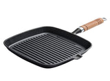 Steak Grill Pan with Wooden Handle 8.7in Thickened Bottom Even Heating Nonstick Grill Pan with Pour V1294-YM0901-3118240108611