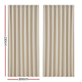 Artiss 2X Blockout Curtains Eyelet 300x230cm Beige BC-MATT-300X230-BG
