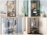 Garment Rack With Shelves Metal Clothes Rack Black 1 Set V1370-AZ4-16855