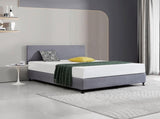 Linen Fabric Queen Bed Deluxe Headboard Bedhead - Slate Ash V63-839551