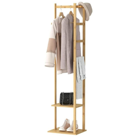 EKKIO Bamboo Clothing Rack with 3 Hanger Hooks V227-2997162003560