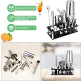 Cocktail Shaker Set Boston 23-Piece Stainless Steel and Professional Bar Tools for Drink Mixing V178-82467