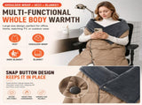 Khaki Wearable Heated Blanket Shawl for Women - USB Powered Electric Heating Wrap with 6 Carbon V888-ELOSUNG52208