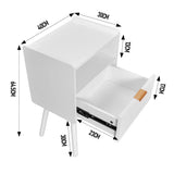 White Nightstand Modern Solid Wooden Open Shelf Bedside Table with One Storage Drawer and Solid Legs V985-WHITENIGHTSTAND