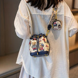 Women'S Bucket Bag Bear Print Handbag Trendy Handbag British Style Bag - Pink - Size 11-14-19 V1347-127-33686-PNK-11-14-19