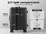 Wanderlite 2pcs Trunk Luggage Suitcase Travel Carry On TSA Lock 12" 20" Black LUG-ABS-TRUK-12-20-BK