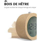 Wooden Digital Alarm Clock, Lcd Digital Clock With DAte, Temperature, Snooze, Backlight, Battery V1188-MS-227-1651