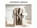 Women Oversized Lapel WoolBlend Coat, Nut Brown, Size S, Transitional EarlySpring Outwear, Relaxed V1221-XM-LB5085-ZS151