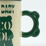 2X High-Fired Ceramic Porcelain Mug Set with Lid 400ml Bear w Tea Spoon GREEN V274-HA-LA-P0024827-BEAR