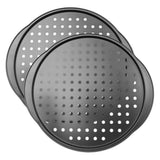 2pcs Non Stick Pizza Pan with Holes Carbon Steel Black for Restaurants V1366-AZ2-W-19330