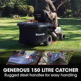 BAUMR-AG 24" Ride On Lawn Mower, Lithium Electric Start System, 6HP 224cc, 5 Cut Heights, Catcher V219-MOWRIDBMP24A