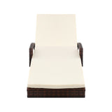 Gardeon Sun Lounge Wicker Lounger Outdoor Furniture Beach Chair Patio Adjustable Cushion Brown FF-LOUNGE-ARM-BR
