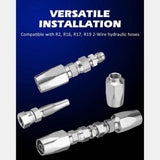 2pcs Hydraulic Hose Repair Kit, Reusable, 2-Wire Reusable Hydraulic Repair Fitting 3/8Inch V1370-AZ4-07568