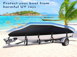 Trailerable Boat Cover 600DHeavy Duty Waterproof Tarp with Storage Bag, Designed for V-Hull, Fish V1197-17-20FTSILVER