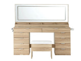 Artiss Dressing Table Makeup Vanity Desk Large LED Mirror 10 Drawers Power Outlet Hair Dryer Holder FUR-V-DRESS10-WD-ABC