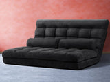 Artiss Floor Lounge Sofa Bed 2-seater Charcoal Suede FLOOR-SBL-170SUE-CHA
