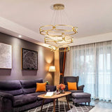 BAMDECOR A209 Colette Ceiling Chandelier Led Modern Circular Art Aluminum Light Fixture for Living V255-BAM-A209/3-GOLD