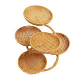 Hand-Woven Fruit Basket Multi-Layer Snack Tray Imitation Rattan Storage Kitchen - Stripe - Size L V1347-122-27739-STR-L