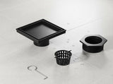 15x15cm Square Shower Drain with Removable Tile Insert Grate Matte Black 304SS, CUPC Certified for V63-955531